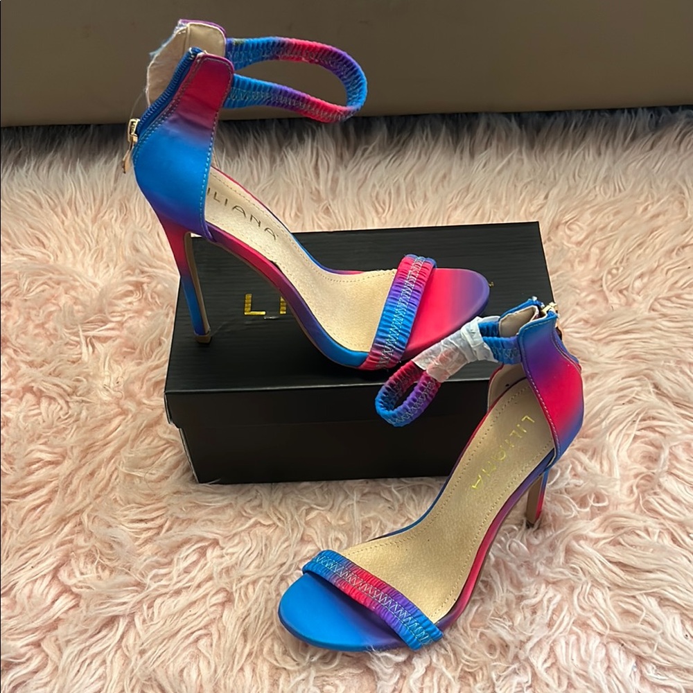 Liliana Blue and Pink Stiletto Heels with Modern Design